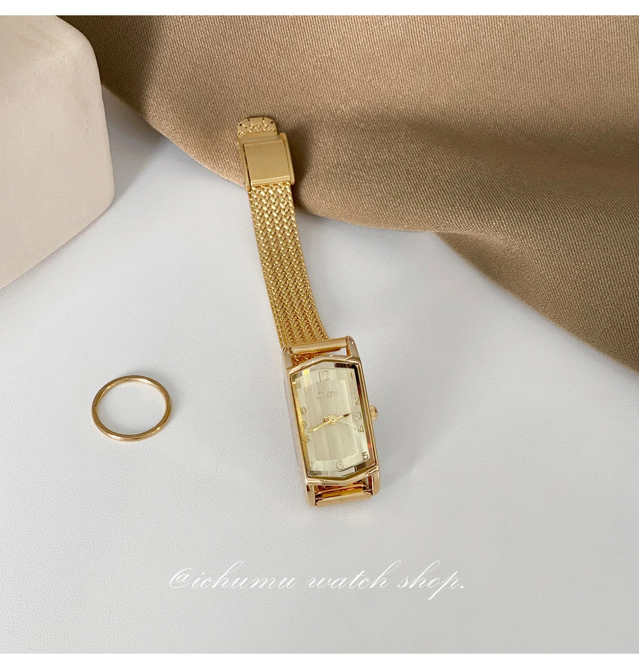 NEW GEDI Vintage Elegance Ladies Watches Premium Wheat-Patterned Steel Bracelet Small Gold-Tone Quartz Watch Women's Gift