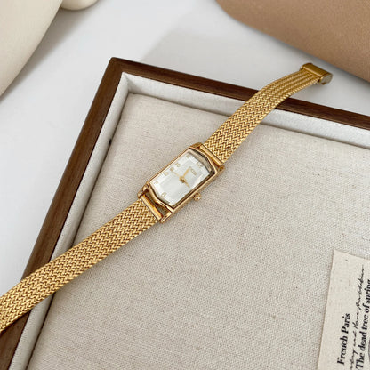 NEW GEDI Vintage Elegance Ladies Watches Premium Wheat-Patterned Steel Bracelet Small Gold-Tone Quartz Watch Women's Gift