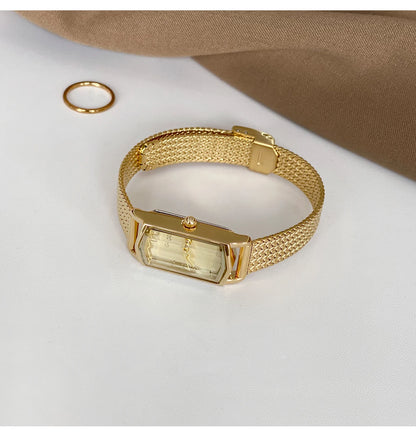 NEW GEDI Vintage Elegance Ladies Watches Premium Wheat-Patterned Steel Bracelet Small Gold-Tone Quartz Watch Women's Gift