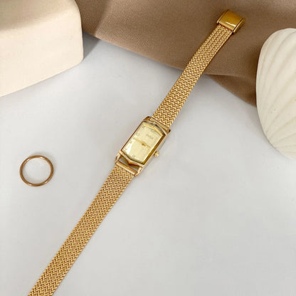 NEW GEDI Vintage Elegance Ladies Watches Premium Wheat-Patterned Steel Bracelet Small Gold-Tone Quartz Watch Women's Gift