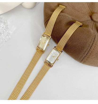 NEW GEDI Vintage Elegance Ladies Watches Premium Wheat-Patterned Steel Bracelet Small Gold-Tone Quartz Watch Women's Gift